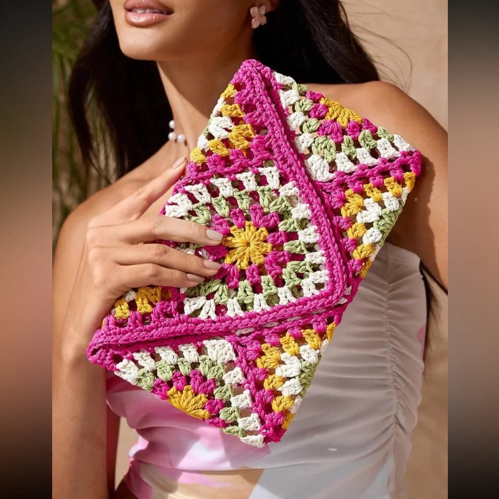 Bright Colorful Crochet Clutch - Picture 11 of 11